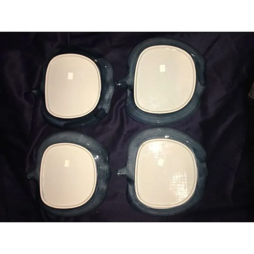 Neiman Marcus Japan Porcelain Apple Shape‎ Plate Set Hand Painted Floral Ceramic